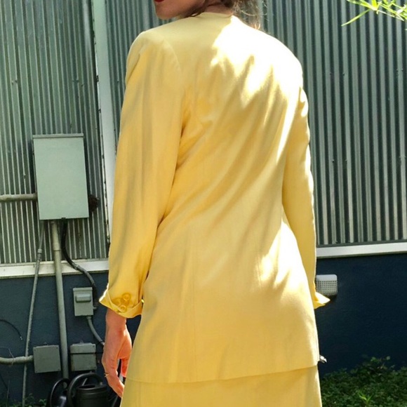 Vintage Yellow Suit Dress Blazer Neiman Marcus - Picture 4 of 4